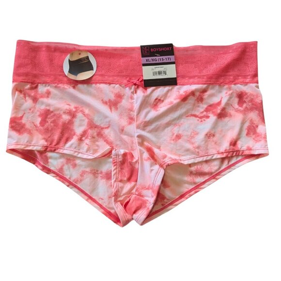 XL BOYSHORT PANTIES FLORAL LACE NO BIND WAIST SILKY NWT - Picture 1 of 2